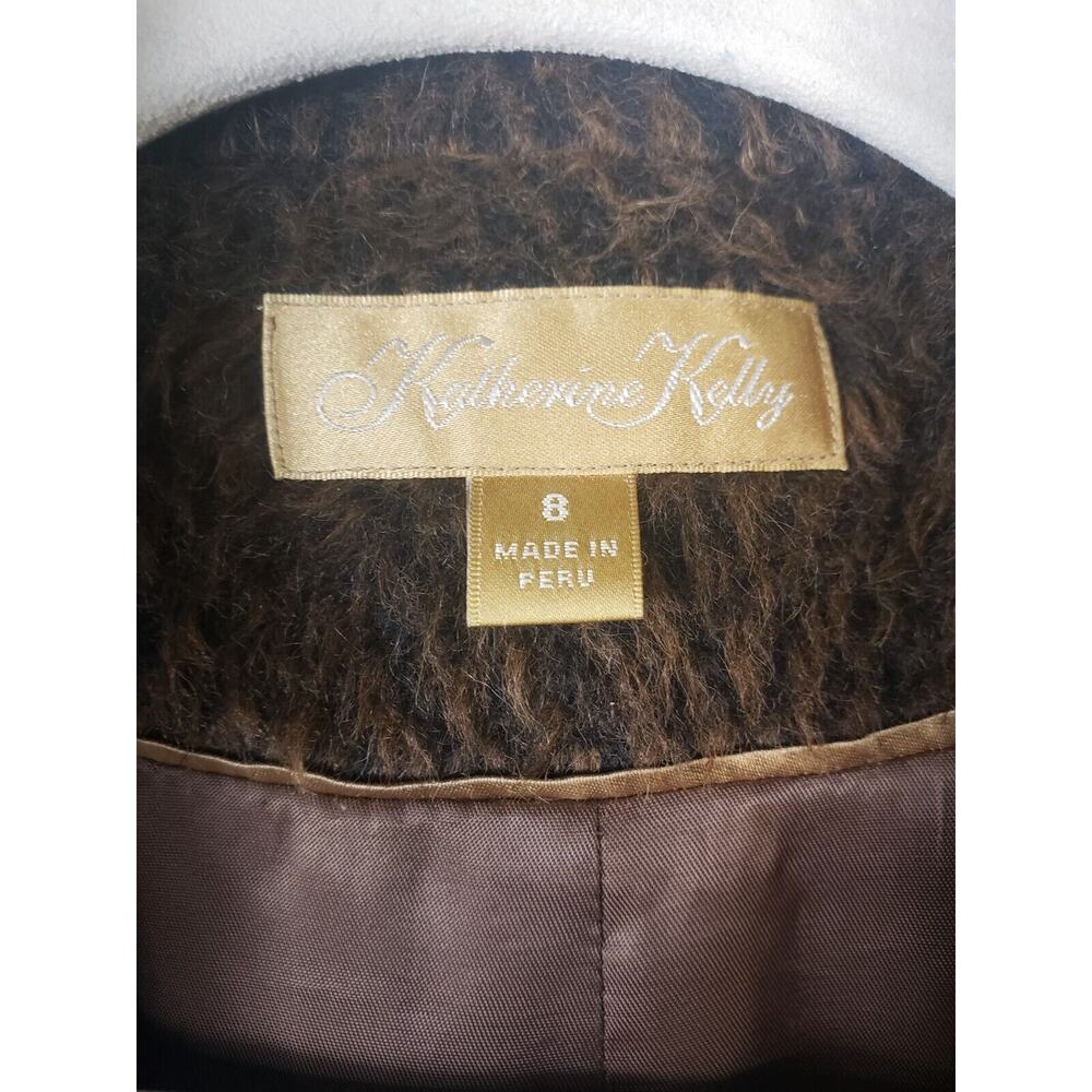 Katherine Kelly Women's Alpaca Wool Faux Fur Coat 8 Brown Elegant Old Hollywood - Picture 7 of 10